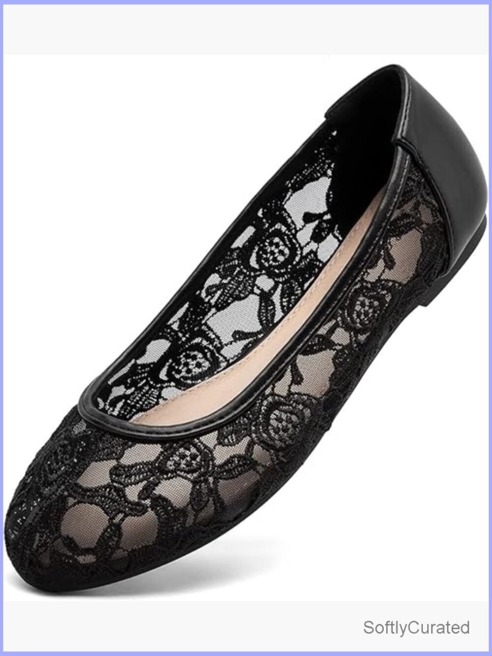 Women's Ballet Flats Slip On Round Toe Lace Comfortable Wedding Casual
